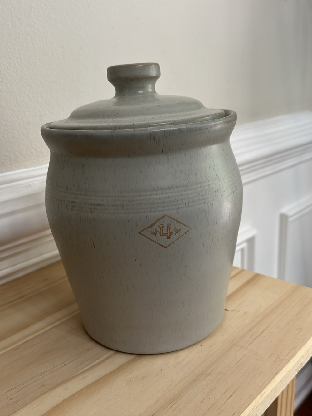 8” H Magnolia French Grey Embossed Stripe Canister (Medium)
